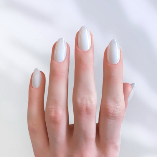 Almond White Nails
