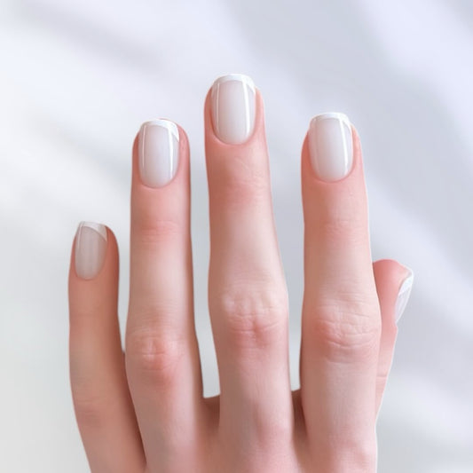 Square White French Nails